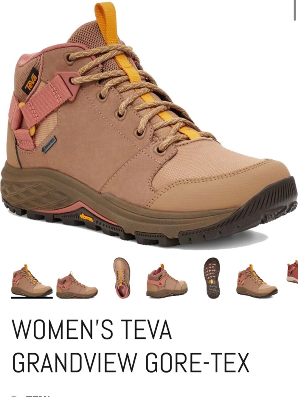 Teva Women's Lace-Up Hiking Boot in Tan with Pink Accents